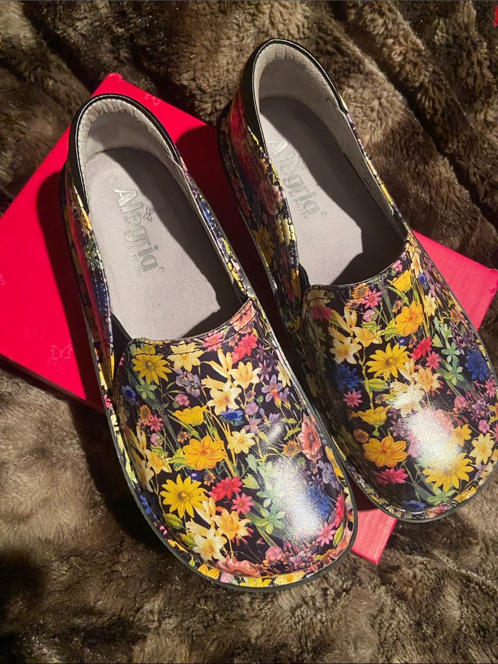 Alegria Black Floral Slip-On Clogs - Picture 4 of 13